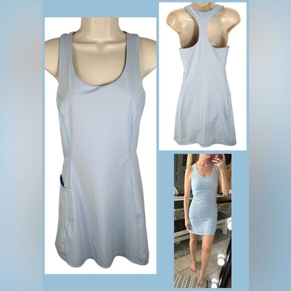 Sweaty Betty Sky Blue Power Activewear Dress With Built In Bike Shorts - Picture 1 of 14